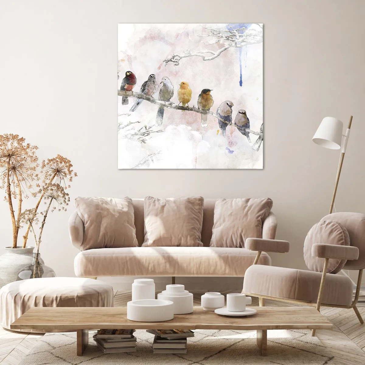 Canvastavla - Bild på duk - Bevingat möte - 70x70 cm