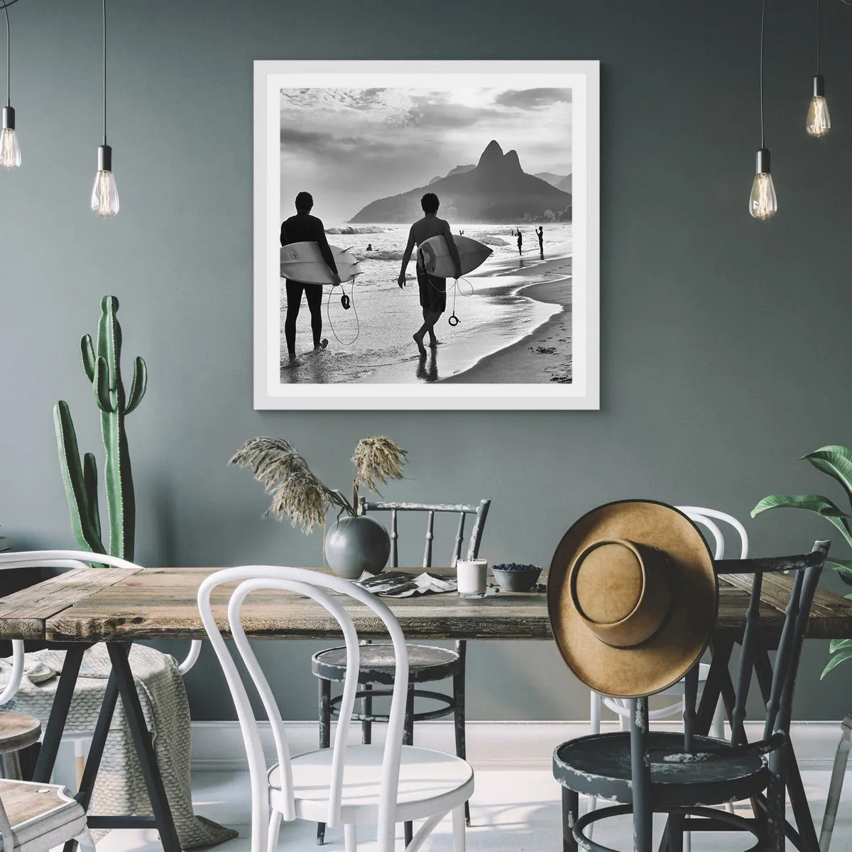 Affisch i vit ram - Samba för en våg - 40x40 cm