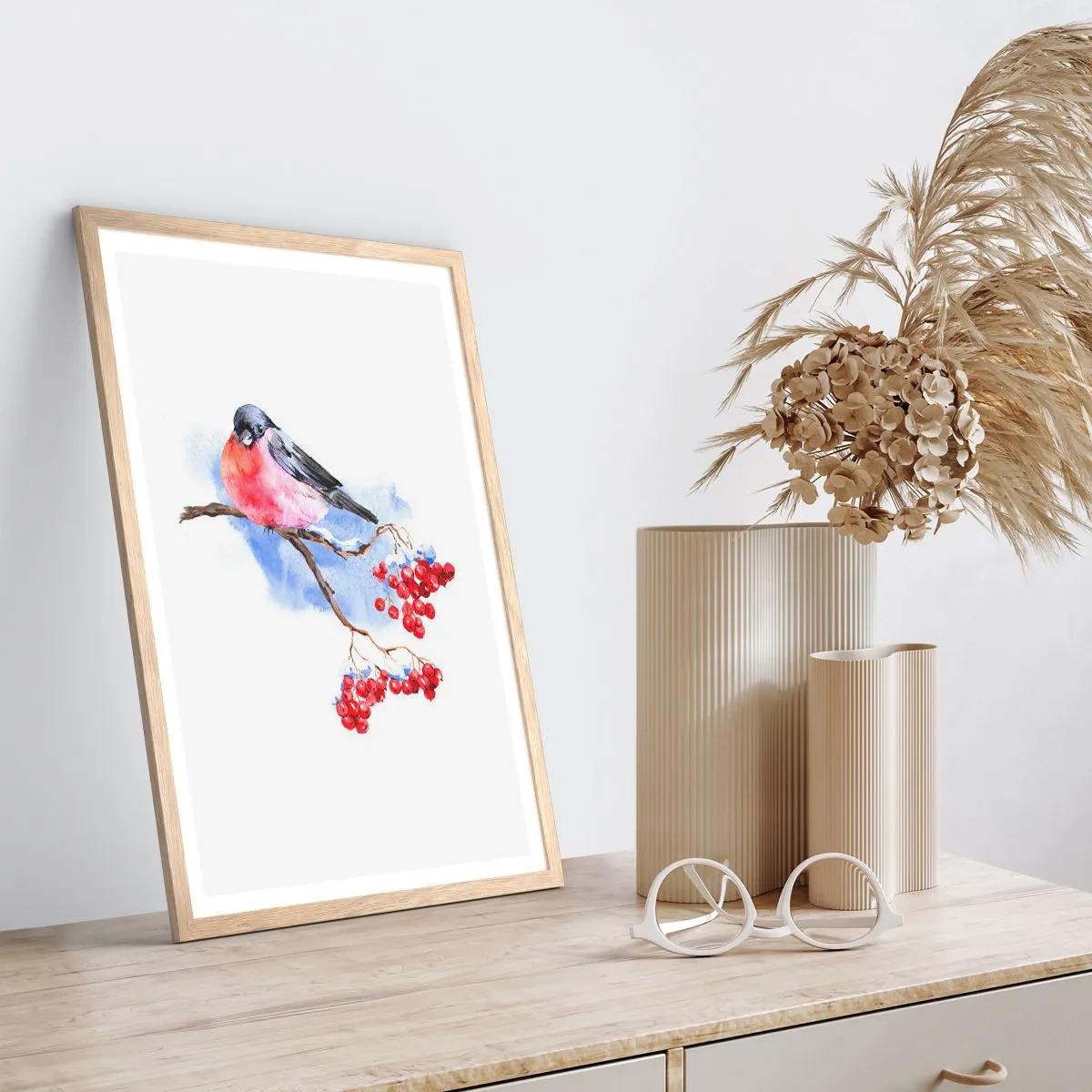 Affisch i ram av ljusek - Vinter i färger - 30x40 cm