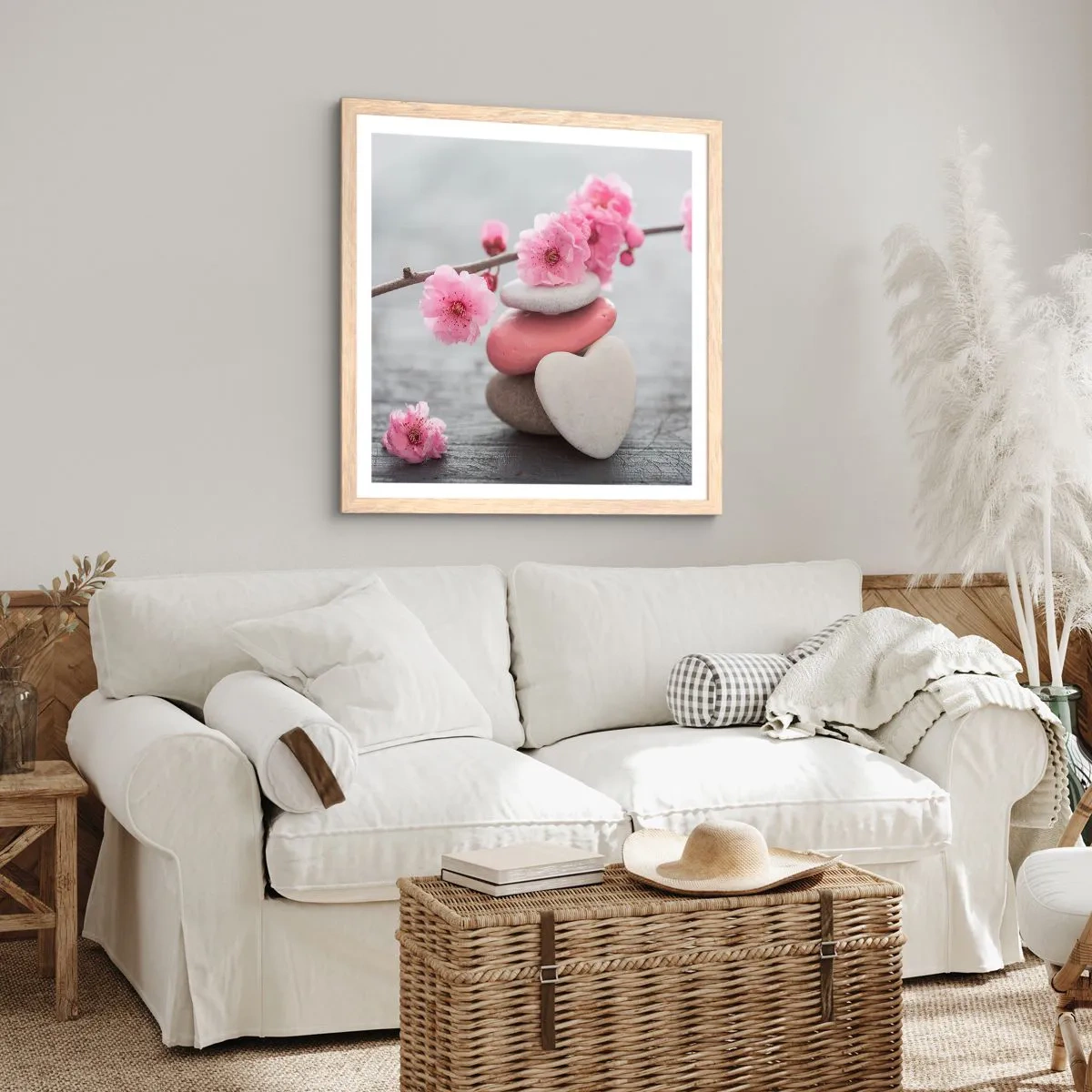 Affisch i ram av ljusek - Salighet med körsbärsblomma - 30x30 cm