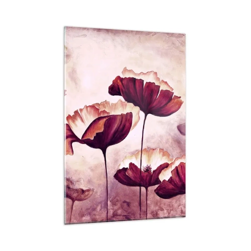 Glastavla - Bild på glas - Röd och vit flinga - 80x120 cm