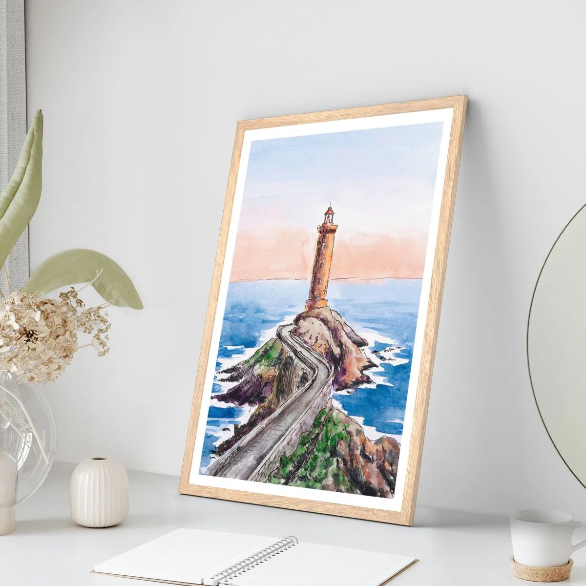 Affisch i ram av ljusek - Vänd mot havet - 50x70 cm