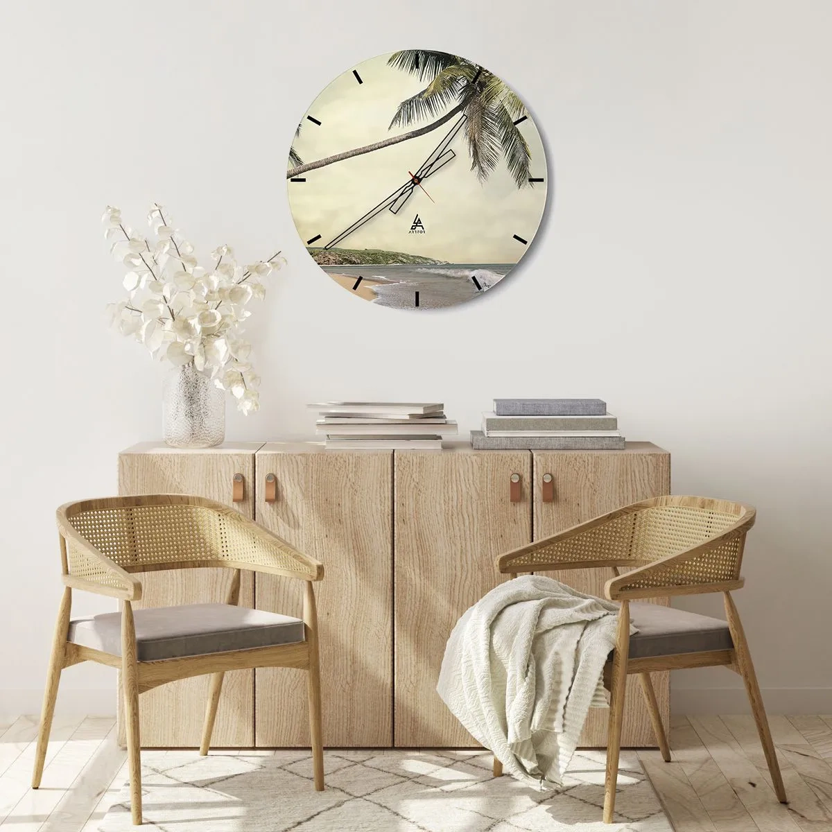 Väggklocka - Klocka på glas - Tropisk dröm - 40x40 cm