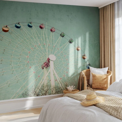 Fototapet Premium Canvas - Välkommen att ha kul - pariserhjul, Merry-go-round, Årgång - 350x256 cm