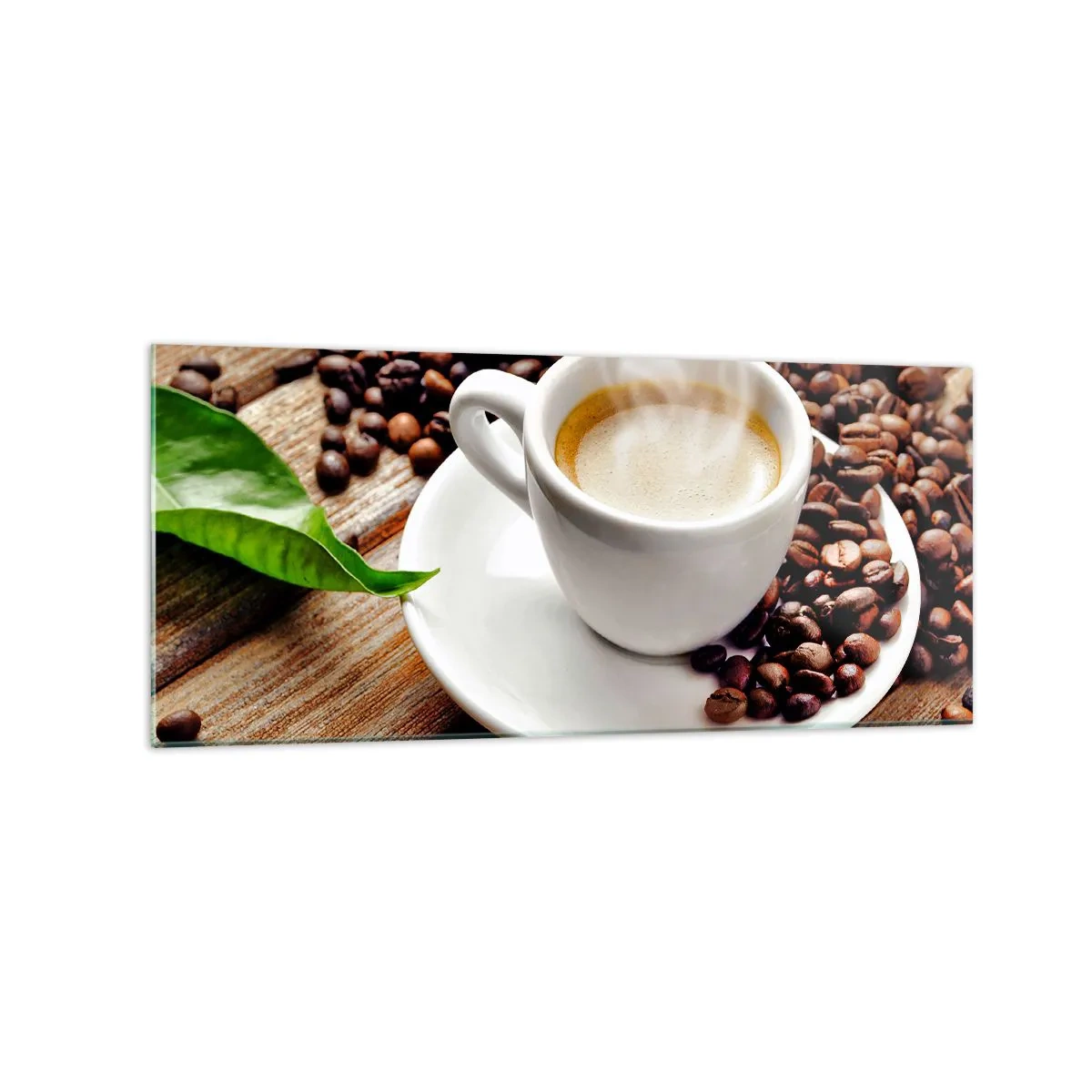 Glastavla - Bild på glas - Kaffe på bordet - 120x50 cm