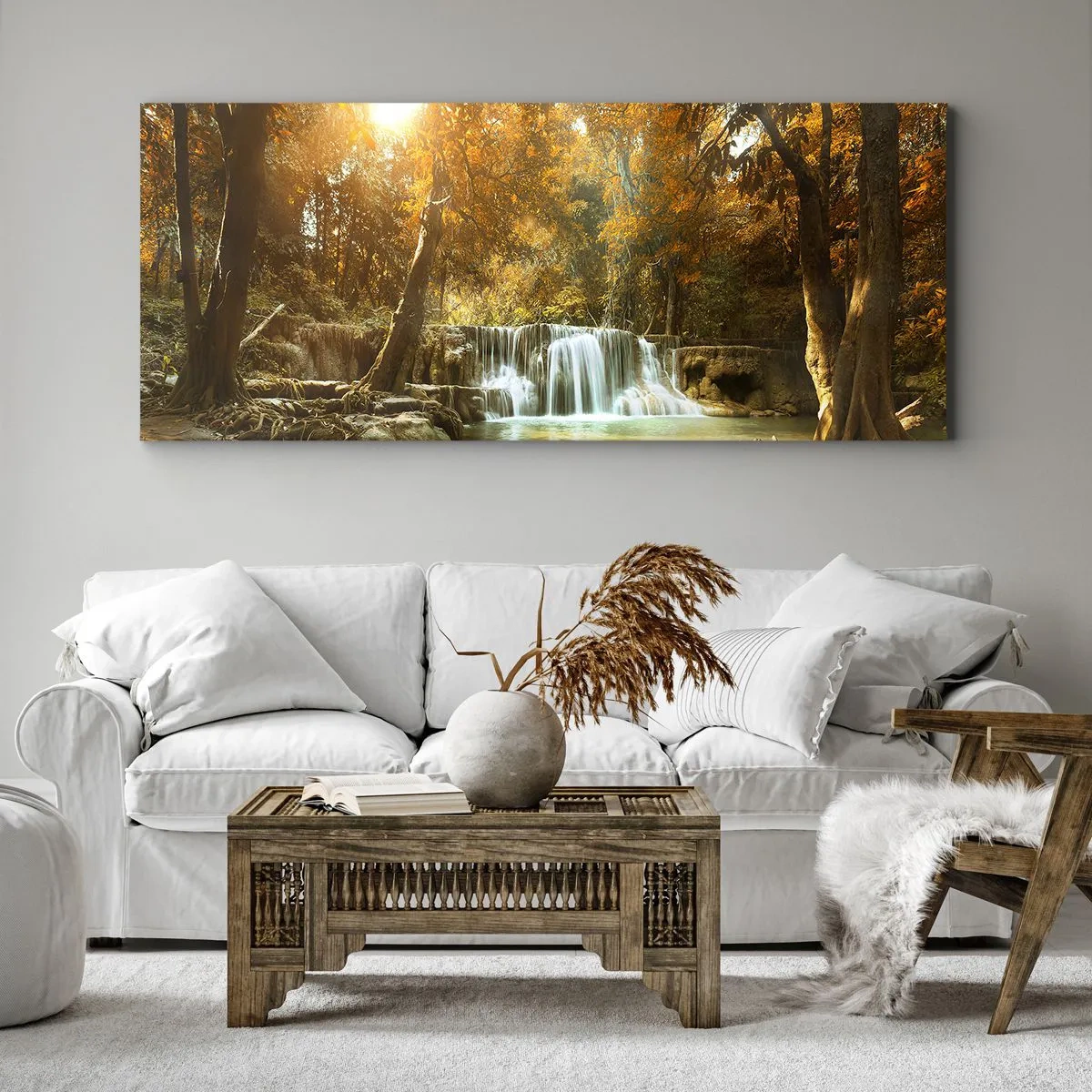 Canvastavla - Bild på duk - Parkkaskad - 100x40 cm