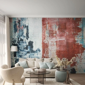 Fototapet Premium Canvas - Abstrakt halvt om halvt - Abstraktion, Bit, Målning - 200x140 cm