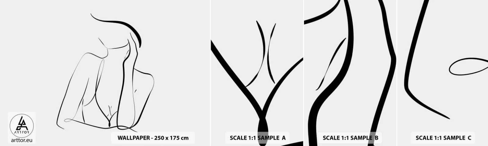 Provbit av självhäftande fototapet Deluxe Sticker - På drömvågen - Kvinna, Grafik, Bit - 100x30 cm