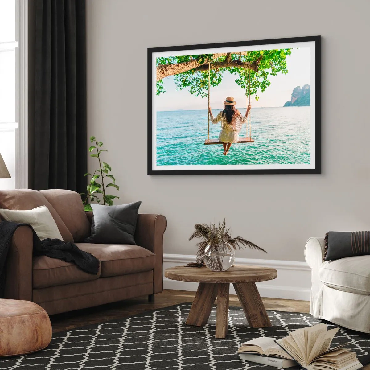 Affisch i svart ram - Livet är vackert - 100x70 cm