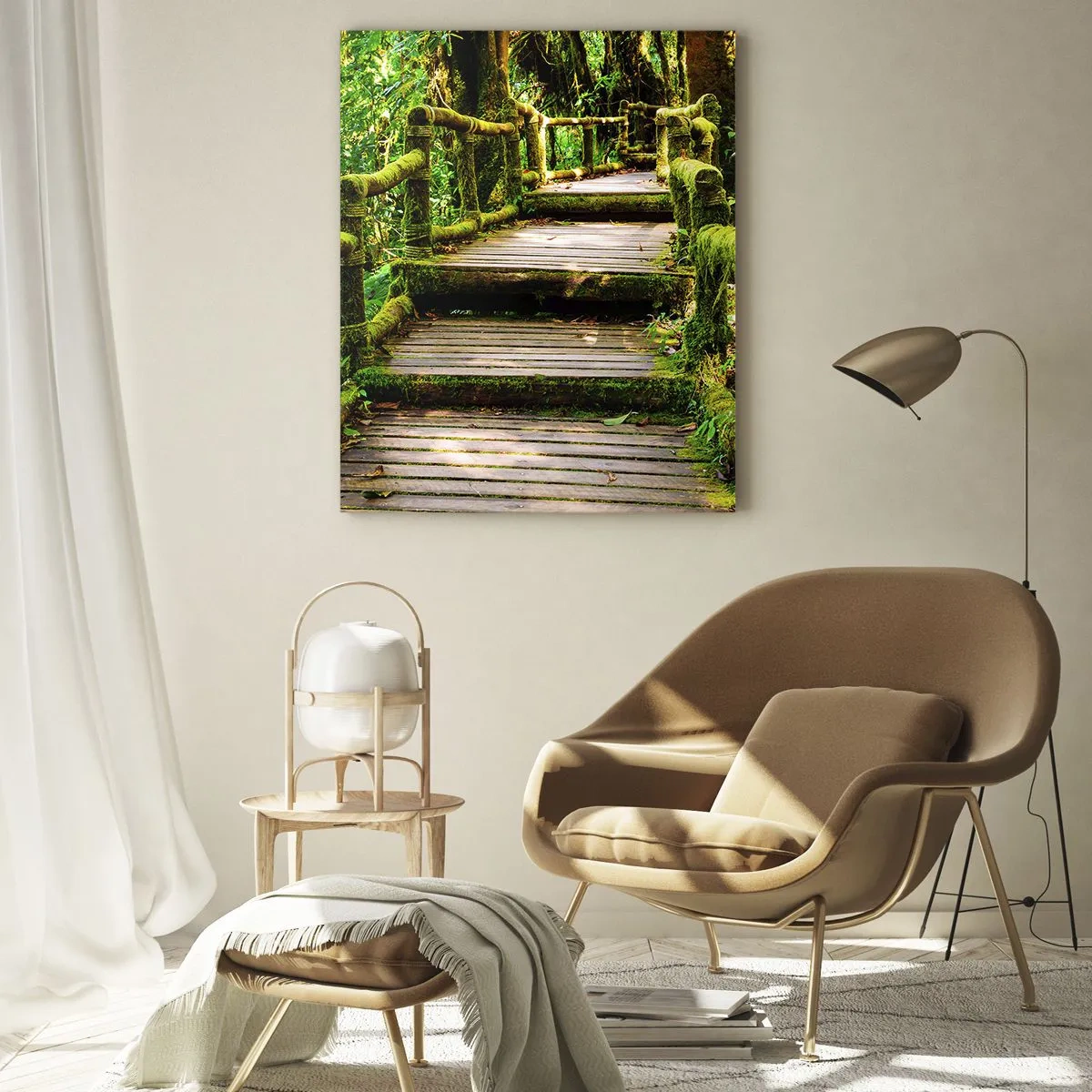 Glastavla - Bild på glas - Grön korridor - 50x70 cm