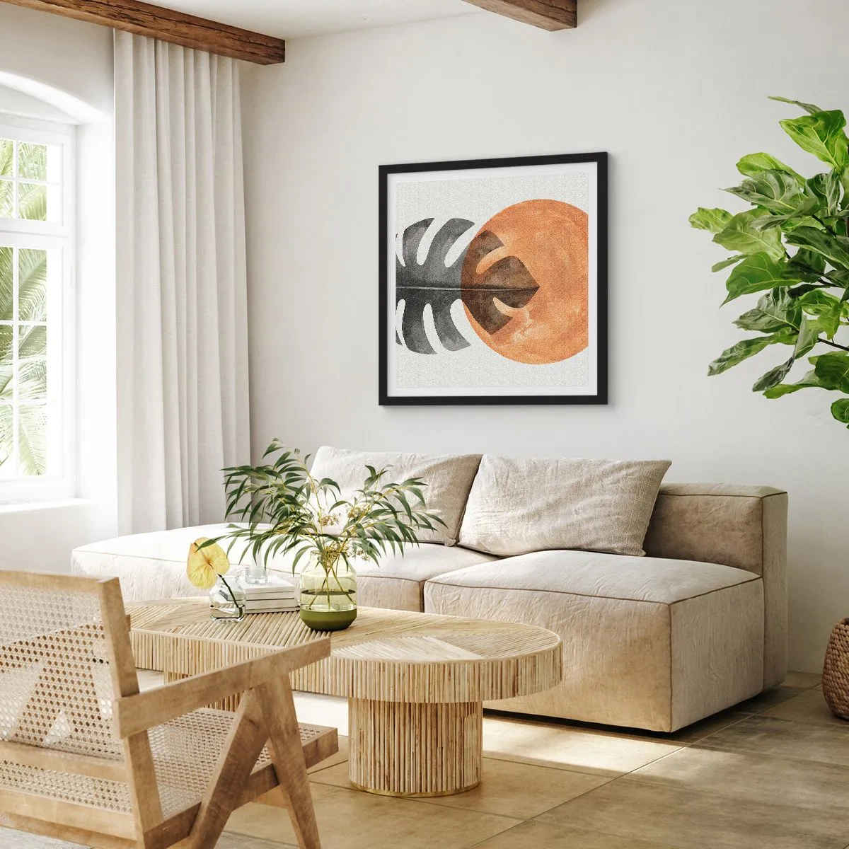 Affisch i svart ram - Alltid solen - 60x60 cm