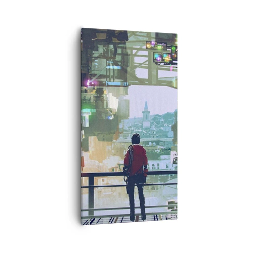 Canvastavla - Bild på duk - Två världar - 55x100 cm
