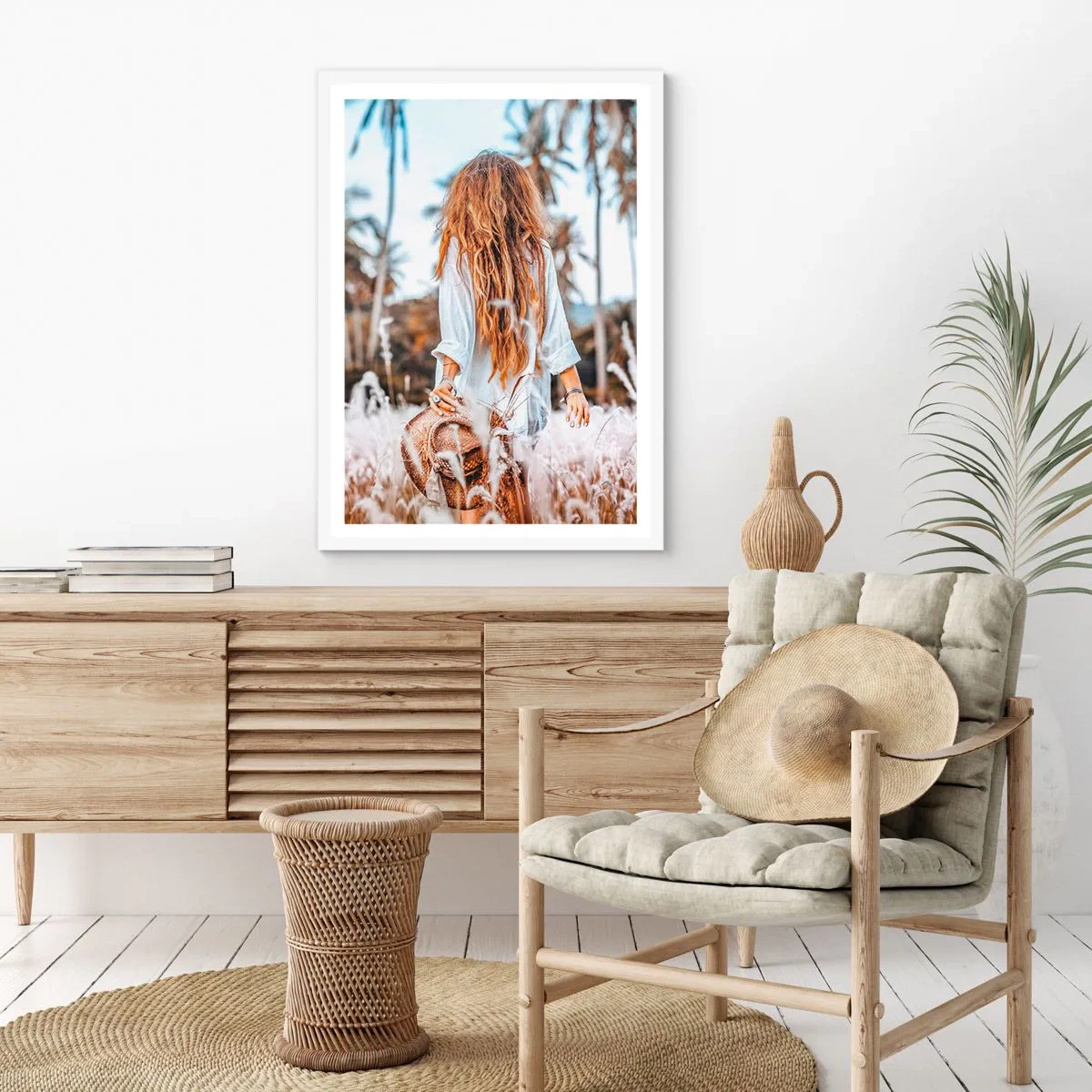 Affisch i vit ram - Född ur gräsdun - 70x100 cm