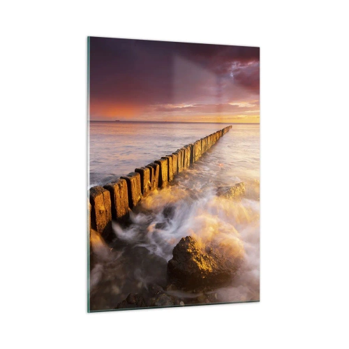 Glastavla - Bild på glas - MIlda vågor - 50x70 cm