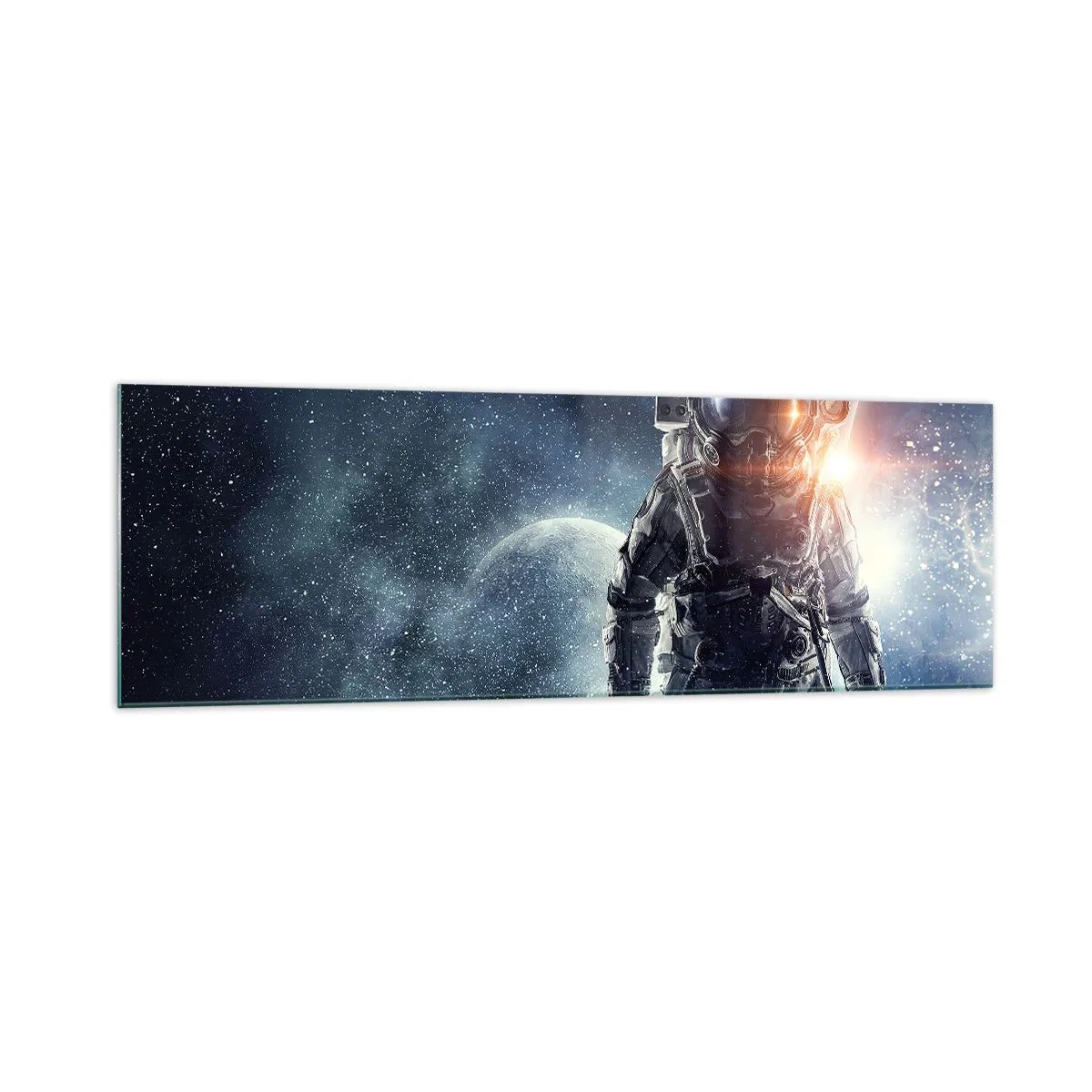 Glastavla - Bild på glas - Äventyr i rymden - 160x50 cm