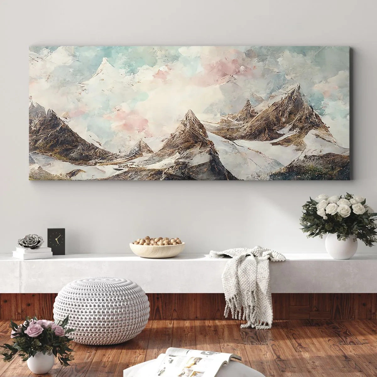 Canvastavla - Bild på duk - Steniga blad - 100x40 cm