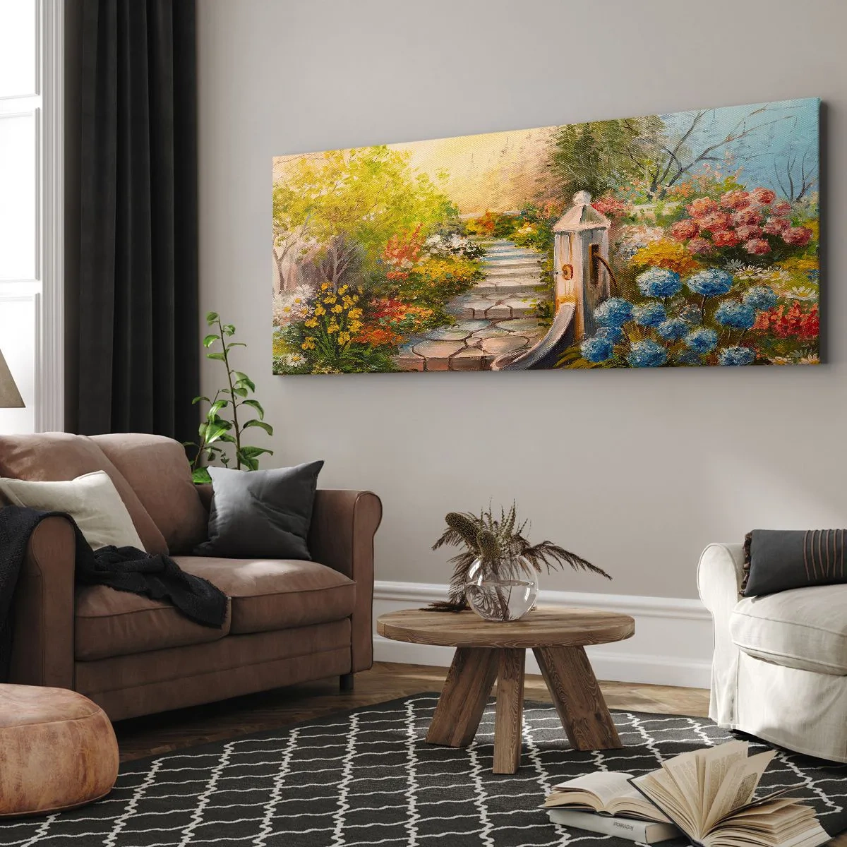 Canvastavla - Bild på duk - Fullt blommande - 140x50 cm