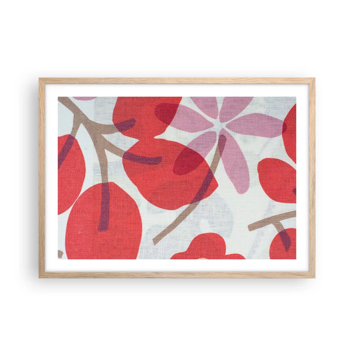 Affisch i ram av ljusek - Blomsterkomposition i rosa - 70x50 cm