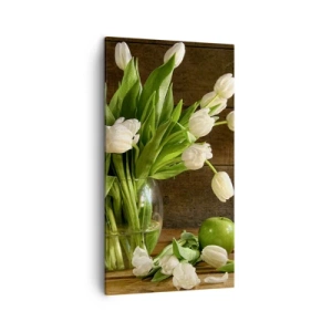 Canvastavla - Bild på duk - Saftiga och färska i grön och vit - 45x80 cm