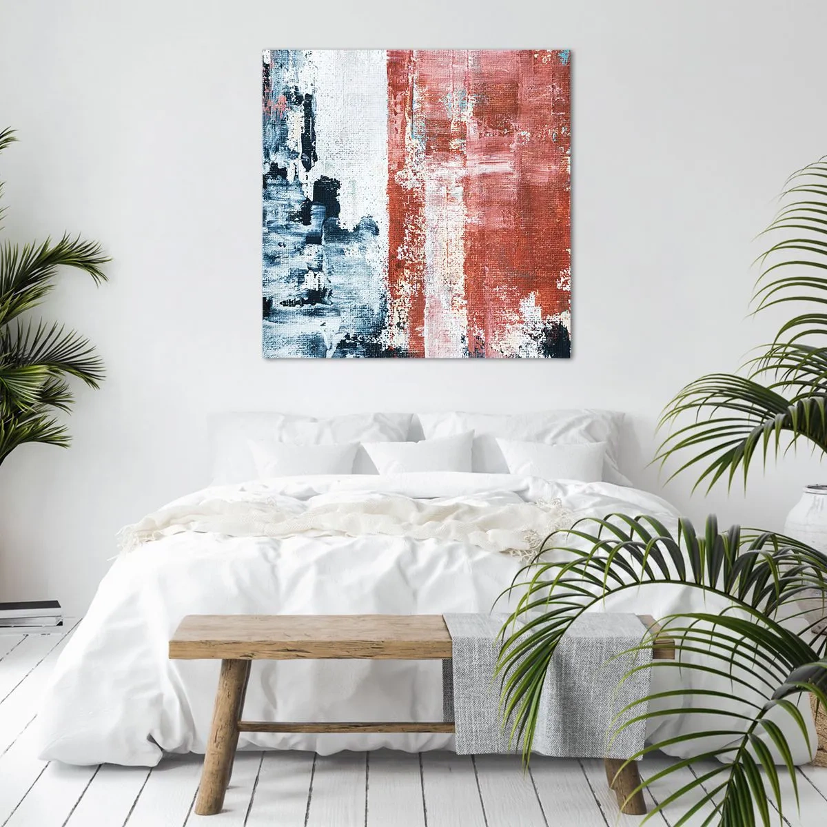 Canvastavla - Bild på duk - Abstrakt halvt om halvt - 50x50 cm