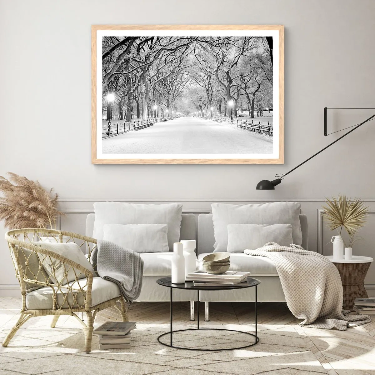 Affisch i ram av ljusek - De fyra årstiderna - vinter - 50x40 cm