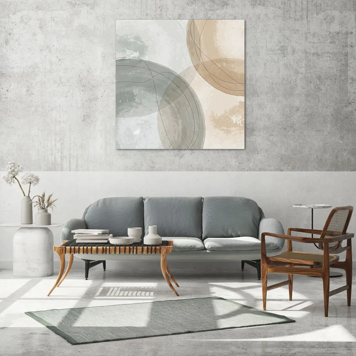 Glastavla - Bild på glas - Världars samspel - 70x70 cm