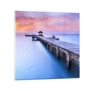 Glastavla - Bild på glas - Lugnets hav ända fram till horisonten - 40x40 cm