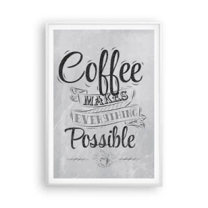 Affisch i vit ram - Hur inte älska kaffe - 70x100 cm