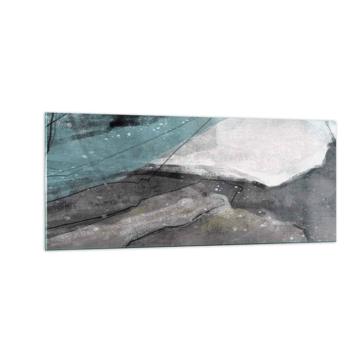 Glastavla - Bild på glas - Abstraktion: stenar och is - 100x40 cm