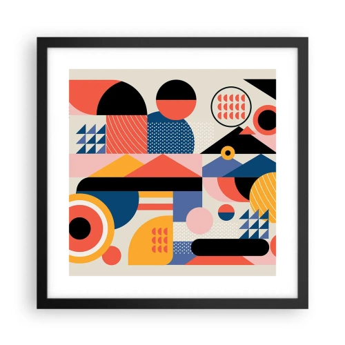 Affisch i svart ram - Komposition: Lek - 40x40 cm