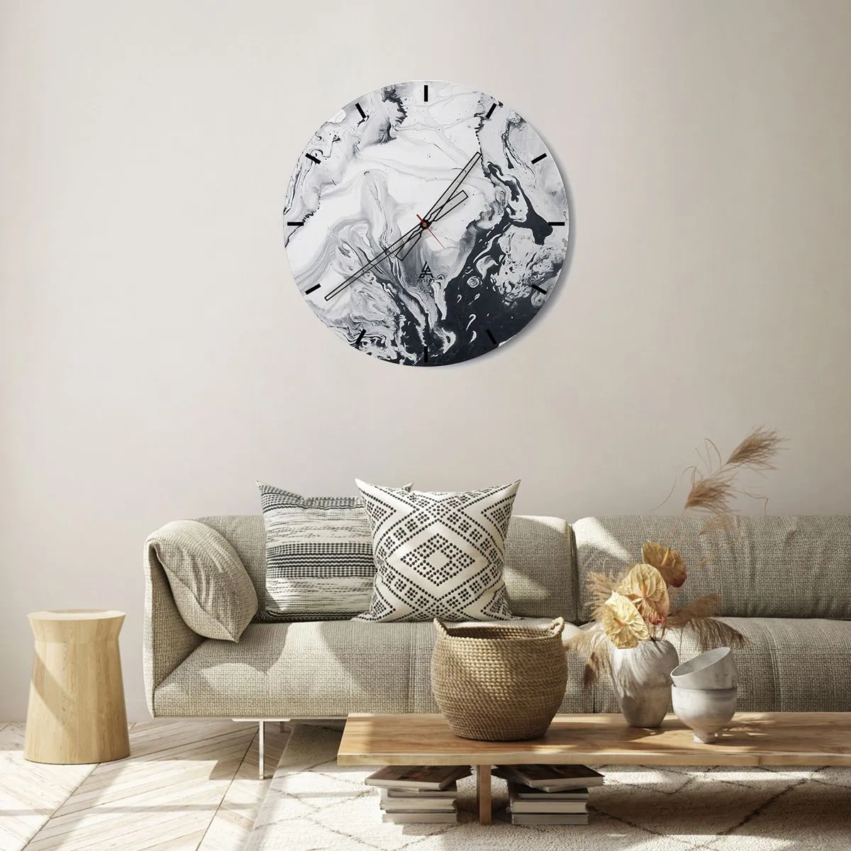 Väggklocka - Klocka på glas - Jordens inre - 40x40 cm