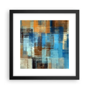 Affisch i svart ram - Genom blåa gardinen - 30x30 cm