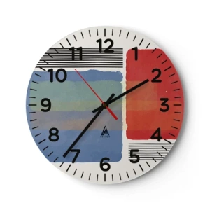 Väggklocka - Klocka på glas - Geometrins anda  - 40x40 cm