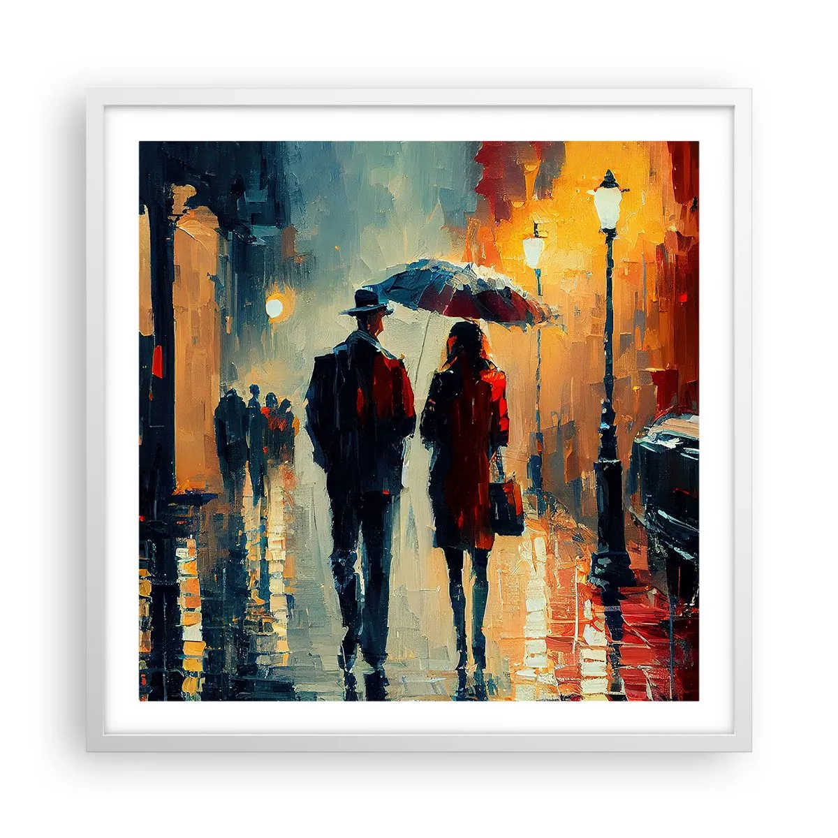 Affisch i vit ram - Kärlekshistoria på stan - 60x60 cm