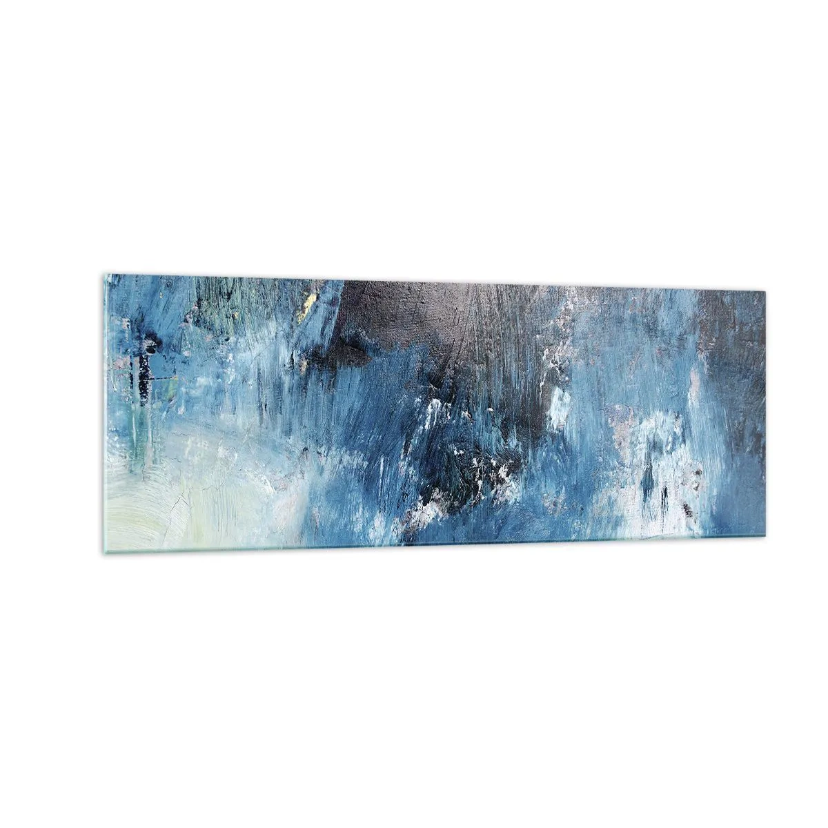 Glastavla - Bild på glas - Blå rapsodi - 140x50 cm