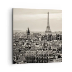Canvastavla - Bild på duk - Över Paris tak - 60x60 cm