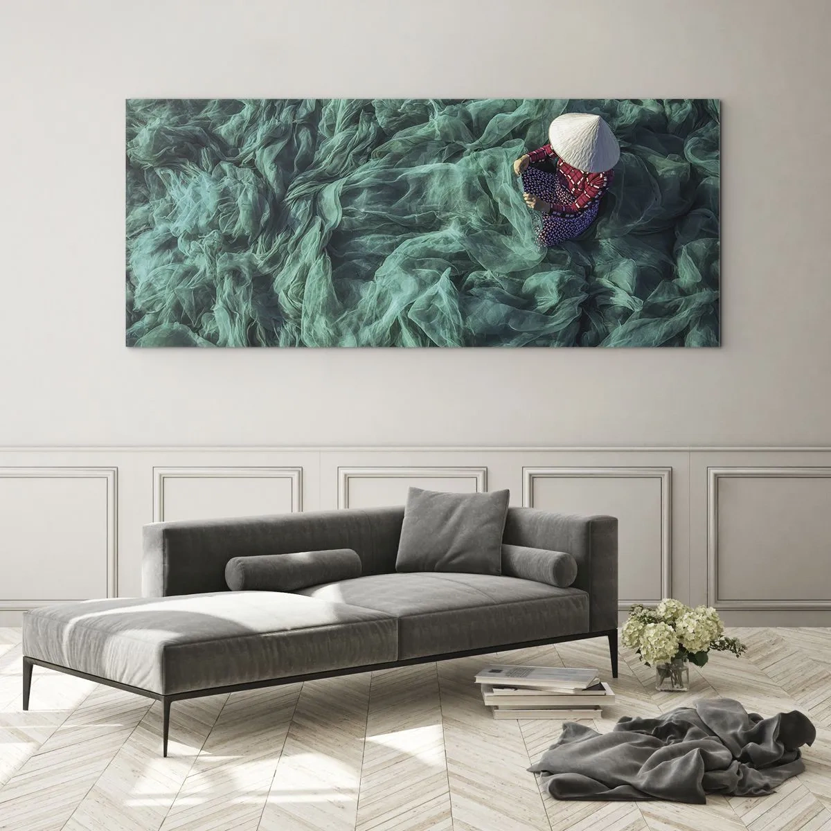 Glastavla - Bild på glas - I nätens hav - 100x40 cm