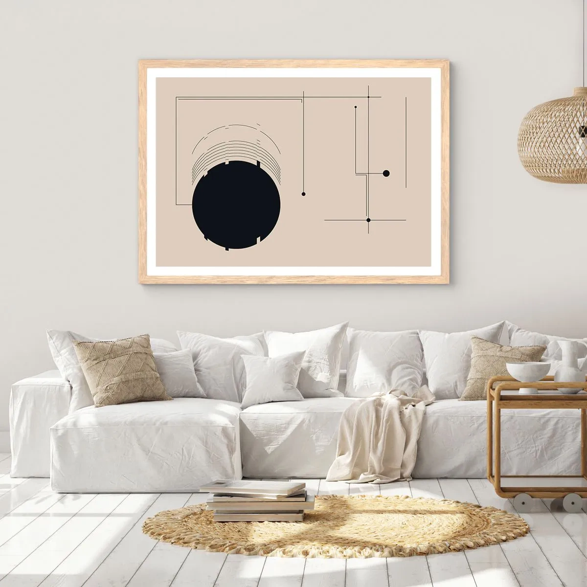 Affisch i ram av ljusek - Fjädrande och dynamisk komposition - 70x50 cm