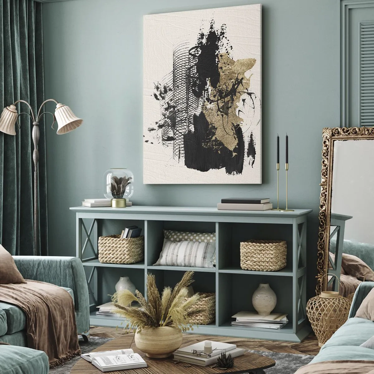 Canvastavla - Bild på duk - Komposition med passion - 55x100 cm