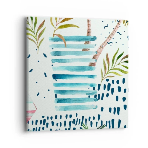 Canvastavla - Bild på duk - Semester under palmerna - 40x40 cm