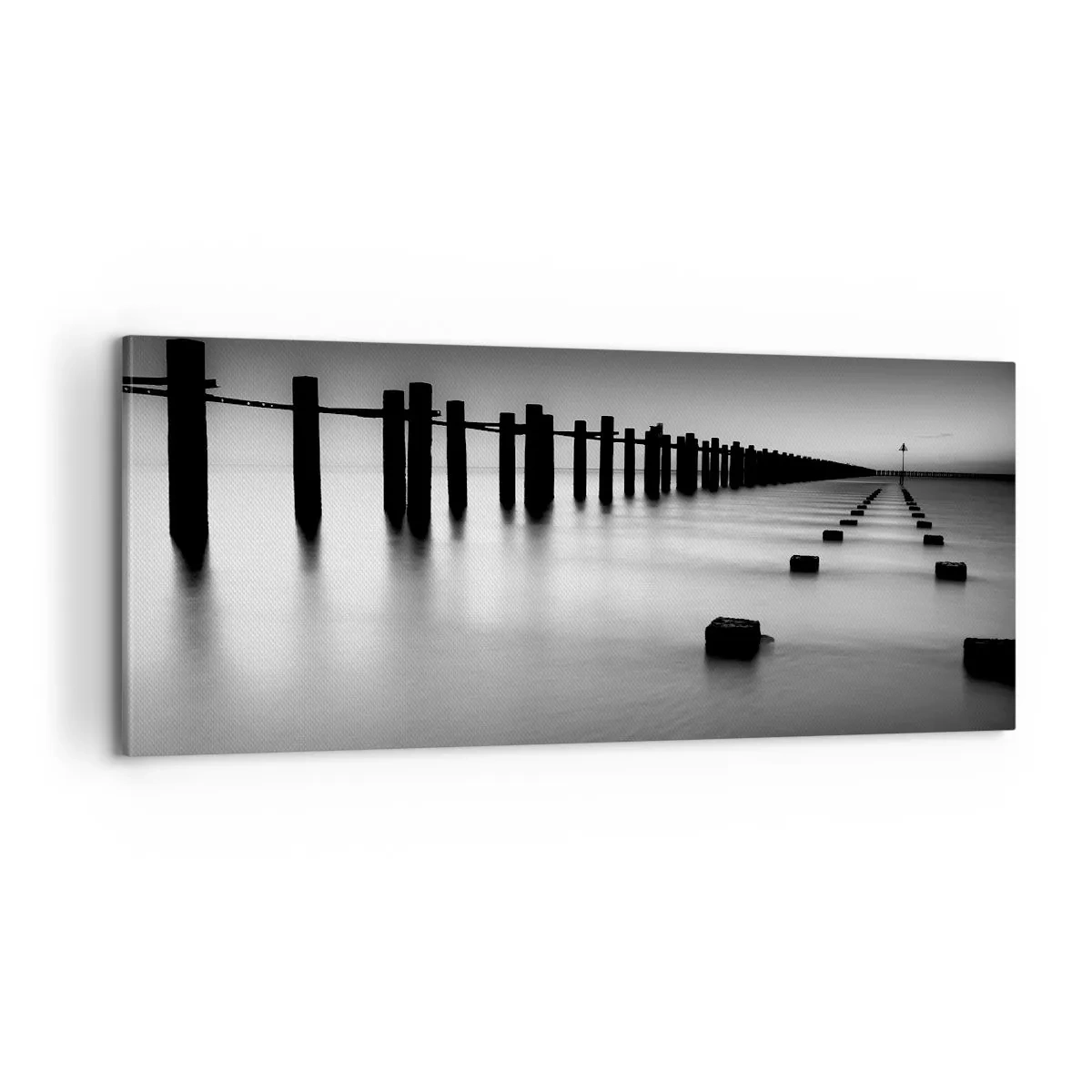 Canvastavla - Bild på duk - Landskap doppat i dimman - 100x40 cm
