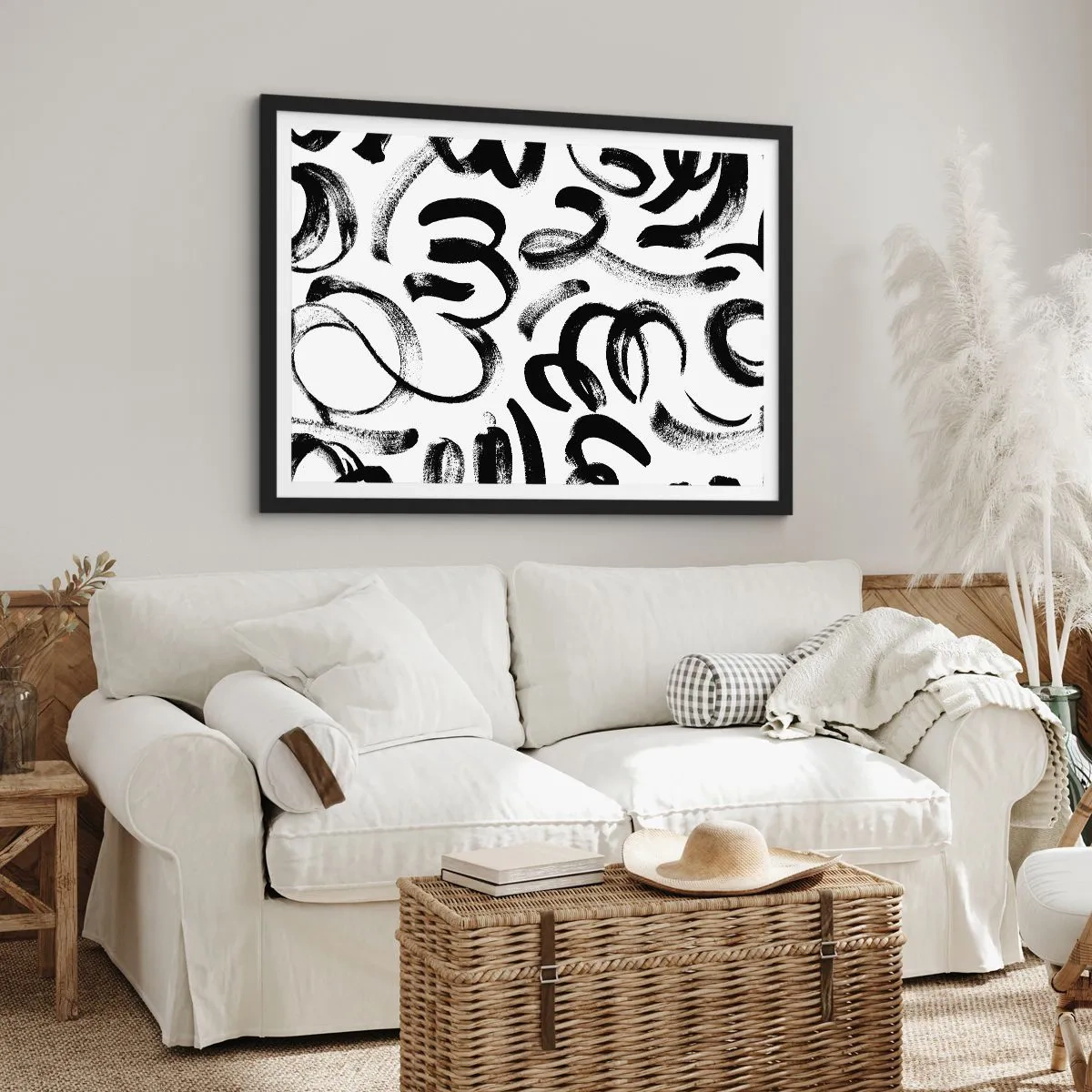 Affisch i svart ram - Svart på vitt - 100x70 cm