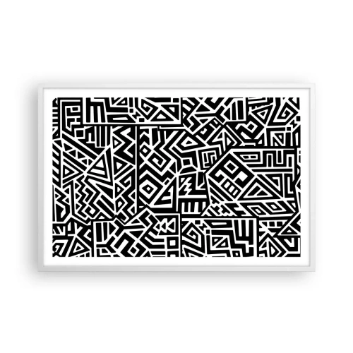 Affisch i vit ram - Prekolumbisk komposition - 91x61 cm