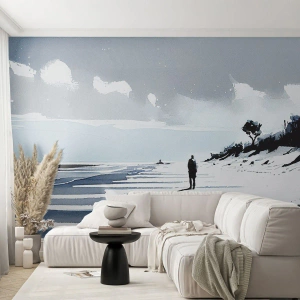 Fototapet Premium Sand - Ensam - Landskap, Strand, Bit - 100x70 cm