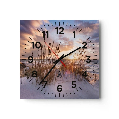 Väggklocka - Klocka på glas - Farväl till solen och vinden - 40x40 cm