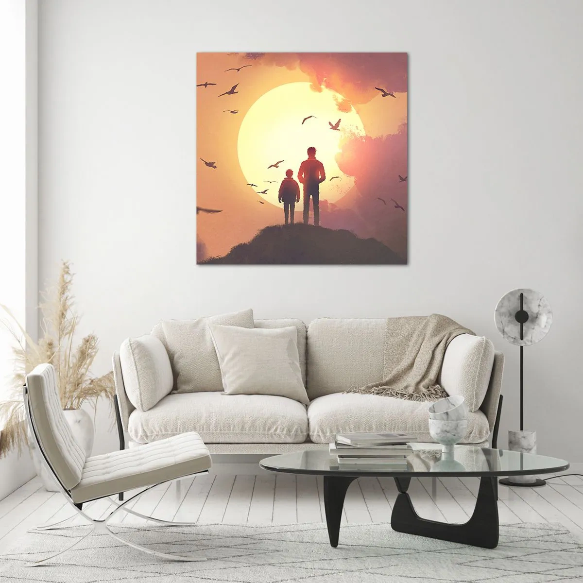 Glastavla - Bild på glas - Öga mot öga med solen - 60x60 cm