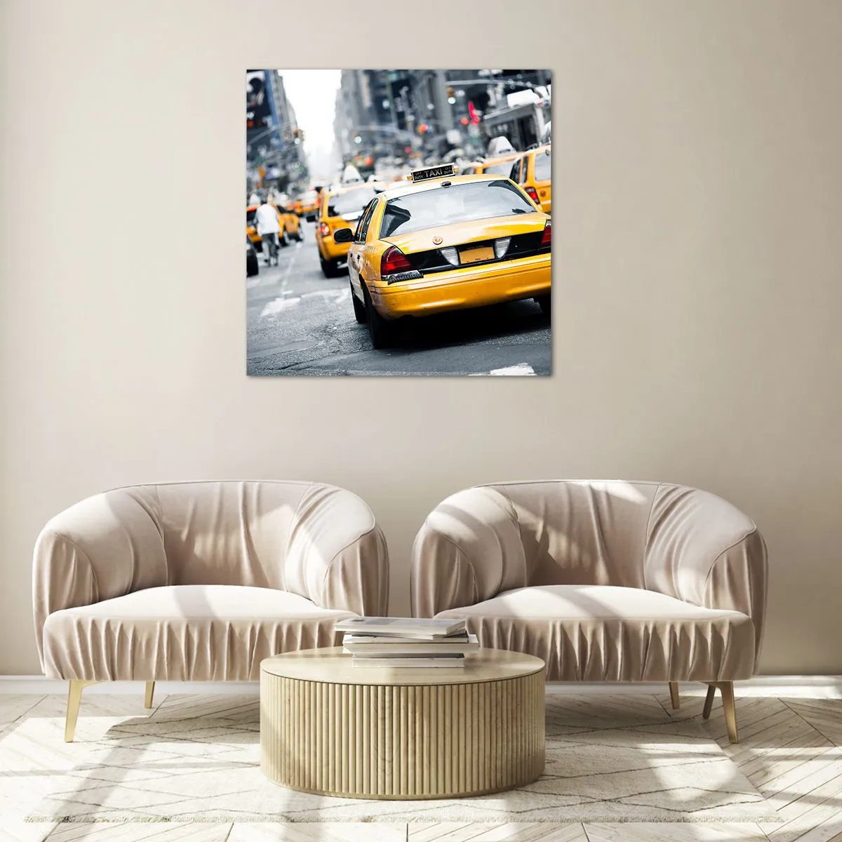 Glastavla - Bild på glas - Endast i denna stad - 70x70 cm