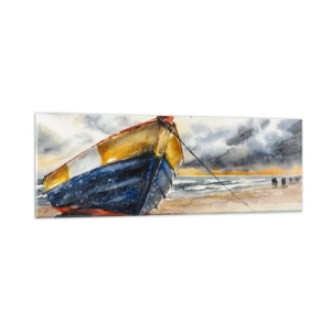 Glastavla - Bild på glas - Vila på stranden - 90x30 cm