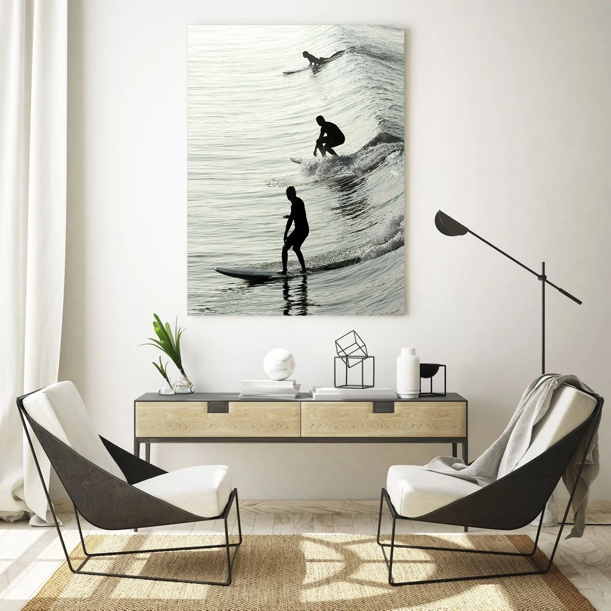 Glastavla - Bild på glas - Att möta vågen - 50x70 cm