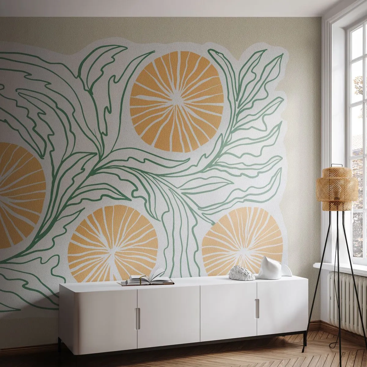 Självhäftande Fototapet Deluxe Sticker - Etniskt med en touch av abstraktion - Boho, Citron, Minimalism - 100x70 cm